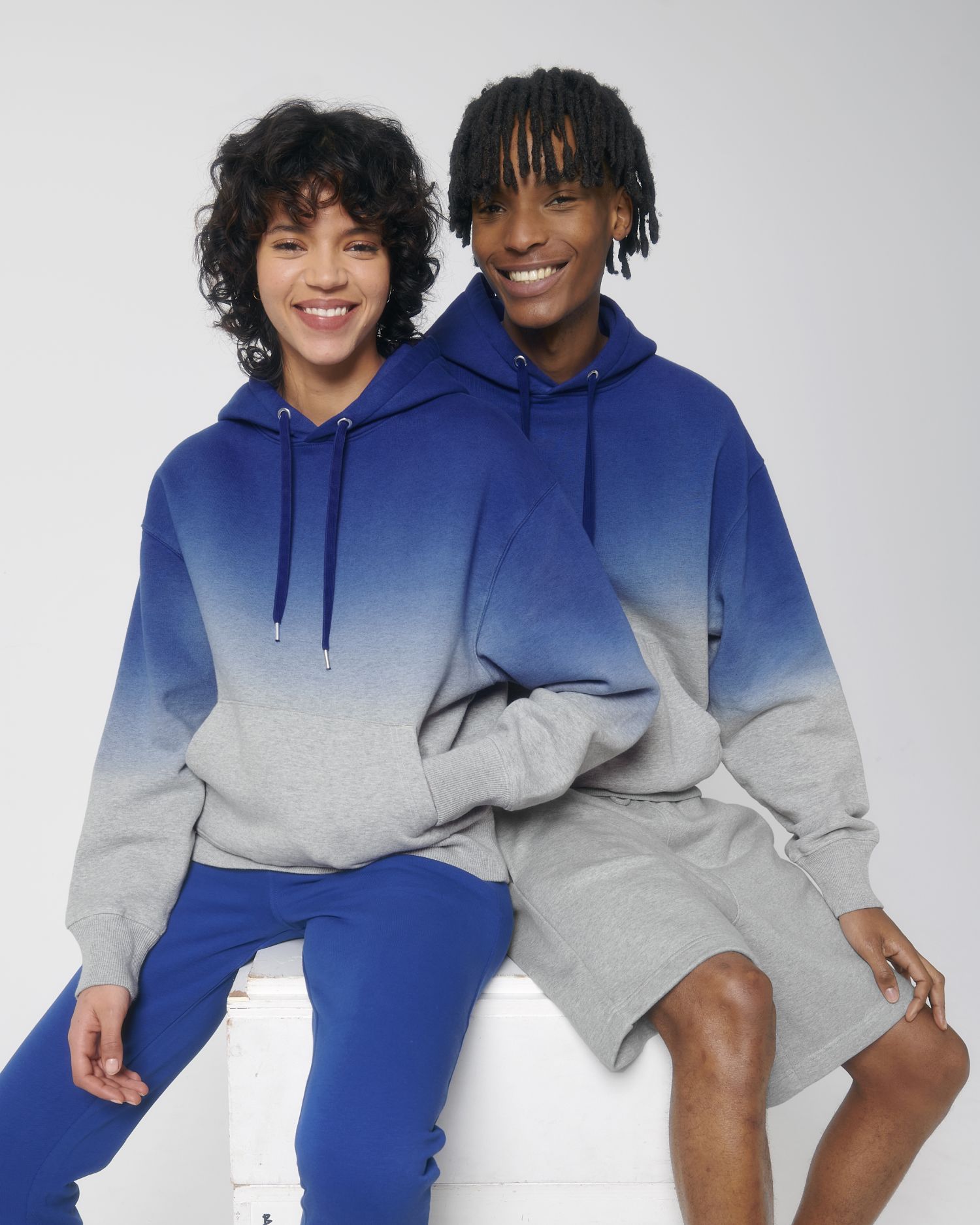 Unisex Hoodie sweatshirts Dip Dye Worker Blue/Heather Grey XXS